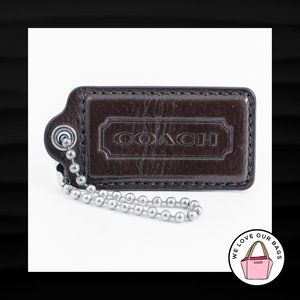 2.5" Large COACH BROWN LEATHER NICKEL KEY FOB BAG CHARM KEYCHAIN HANG TAG